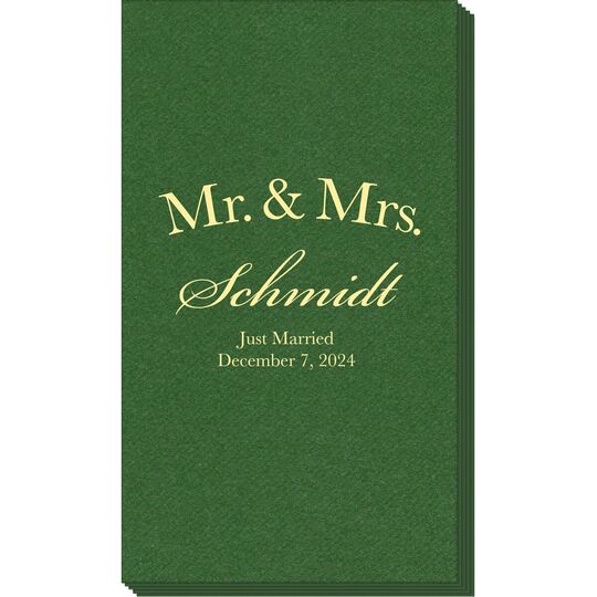 Mr & Mrs Arched Linen Like Guest Towels